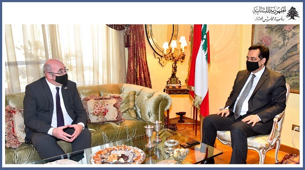 الرئيس دياب يستقبل السفير البريطاني في لبنان مارتين لوغدين