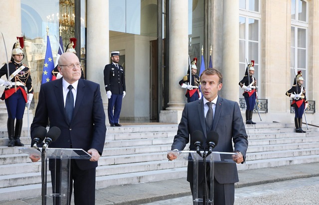 الرئيس ميقاتي يختتم زيارته لفرنسا بلقاء صحافي مشترك مع الرئيس الفرنسي ايمانويل ماكرون